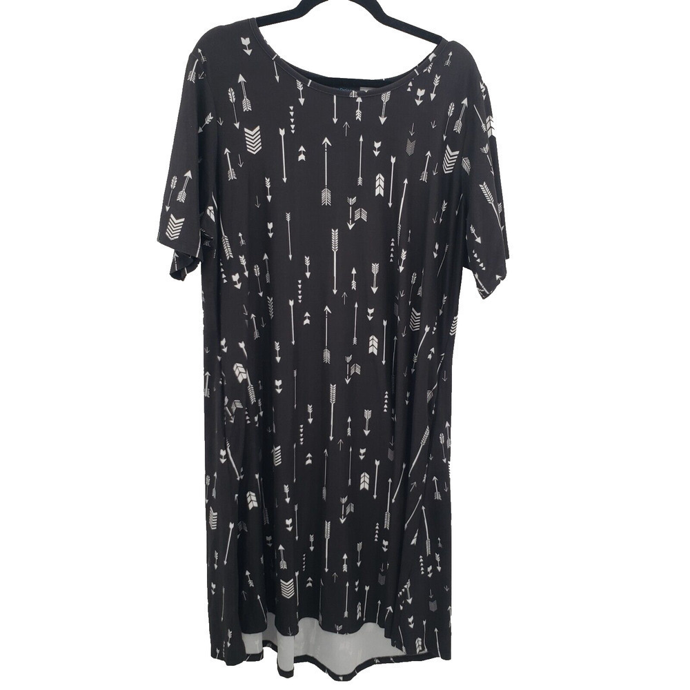 Charlies Project 2xl Black Arrow Print High Low Knit Dress Womens Geometric